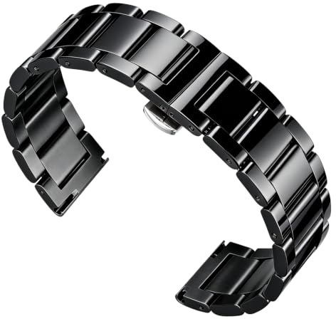 BINLUN Edelstahl Uhrenarmband Ersatzarmband Poliert Metall Uhrenarmbänder Matt Gebürstet Metallarmband für Herren Damen 16mm/18mm/20mm/21mm/22mm/23mm/24mm/26mm mit Schmetterlingsschnalle
