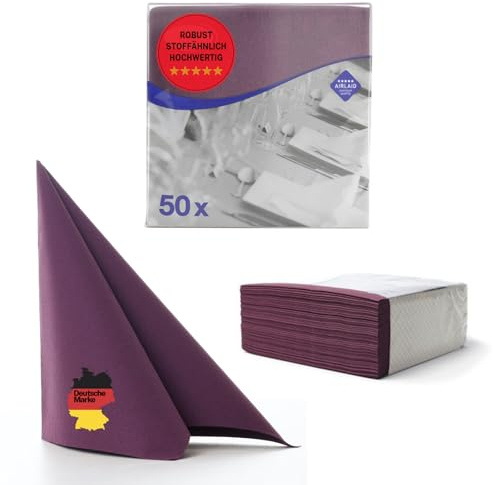 AROBA 100 Stück Airlaid Servietten 40x40 cm - Stoffähnliche Einweg Tischservietten - Hochwertige Dekorative Servietten für Hochzeit, Events, Hotels, Restaurants - Violett