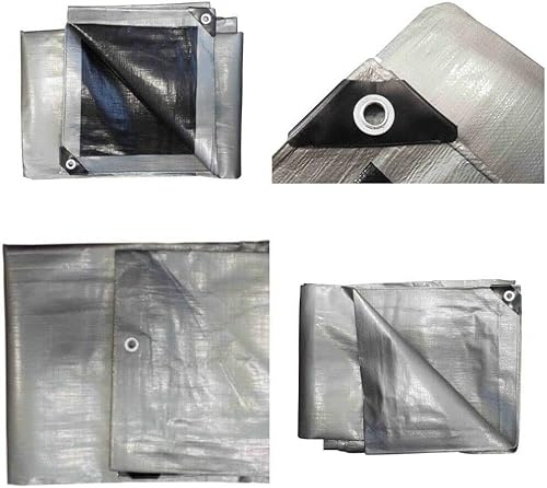 Gardiflex XXL Super Heavy Duty Silver 350GSM Tarpaulin + 6 FREE BUNGEES - Waterproof Market Furniture Caravan Cover UV Tarp Ground Camping Sheet Multipurpose Furniture