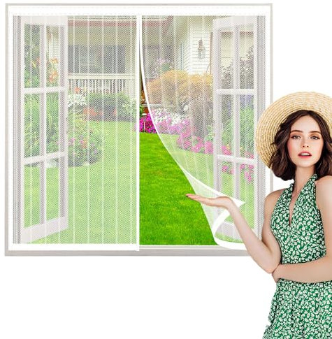Moskitonetz Fur Fenster, Magnetisches Fenstermoskitonetz, Fliegengitter Mit Magic Tape Moskitoschutz,Ohne Bohren,Dachfenster Schiebefenster -59x60inch(150x155cm)