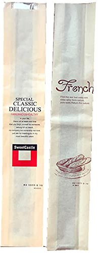 100 bolsas plegables para baguettes con ventana transparente, bolsas para pan, bolsas de papel resistentes a la grasa, 10 x 58 cm