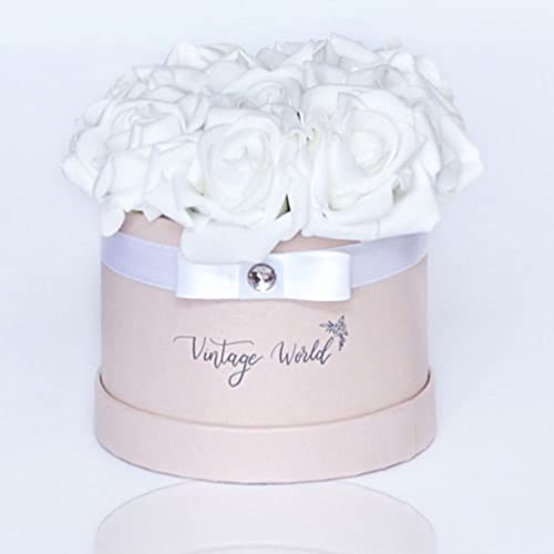 Vintage World Infinity Sydney Handgemachte Rosenbox, 9 Rosen, Geschenkidee, lange haltbar, weiß