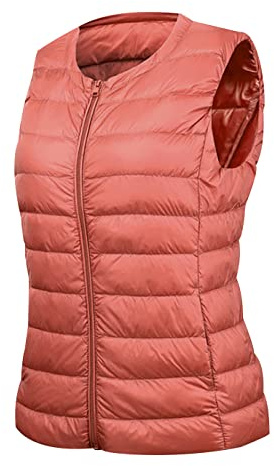Chaleco Plumas Ultralight Mujer Chalecos Plumiferos Mujer Chaleco Plumon Qcolchado Sin Mangas Mujer Chaqueta Pluma Chaquetón Plumífero Sin Mangas Mujer Chaleco Guateado Talla Grande Down Vest Rosa XL