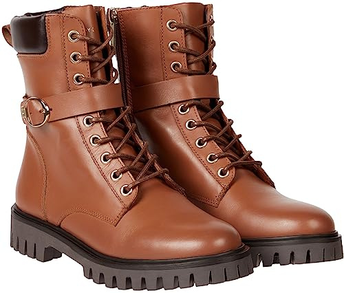 Tommy Hilfiger kvinnors spänne snörning stövel mode, Naturlig kognac, 38 EU
