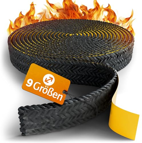 Komplett-Lösung für Ofen & Kamin - Professionelles Ofendichtband 3m, Kamin Dichtband, Kamindichtung, Ofenrohr Dichtung, Kamintür, Scheibendichtung für Kaminöfen Ofendichtung, Dichtschnur, (18mm x 3mm)