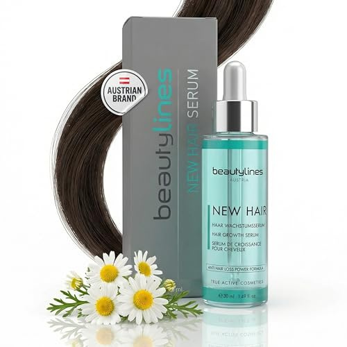Beautylines® New Hair Serum 50 ml – Haarserum gegen Haarausfall mit effektiven Aktiv-Wirkstoff, Kamille & Zitronenöl – unterstützt Haarwachstum & Haarwurzeln – Pflege für Männer & Frauen