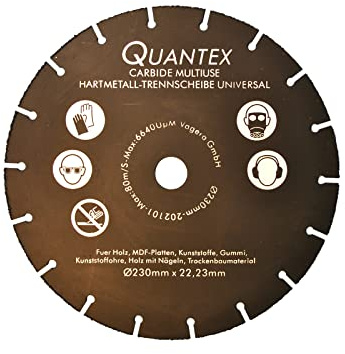 Hartmetall Flexscheibe für Holz von QUANTEX 230mm - Winkelschleifer Multi Wheel Trennscheibe zum Schneiden von Holz, Kunststoff und Plastik.
