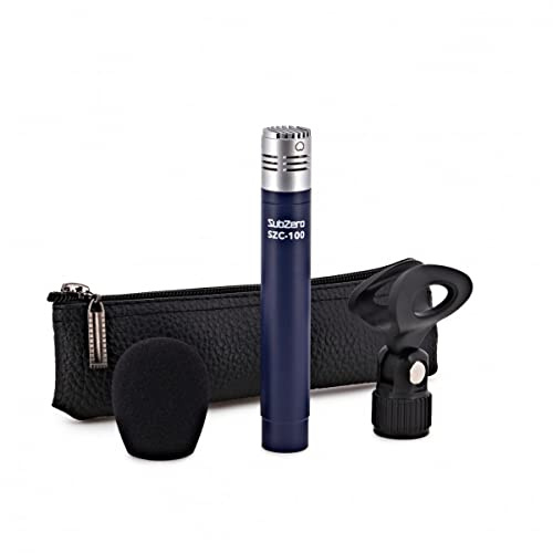 SubZero Pencil Microphone for Acoustic Instruments Guitar Recording | Small Diaphragm Condenser for Overheads Acoustic Guitar and Vocals, Cardioid Pattern, Windshield and Clip Included