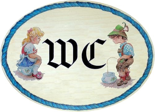 Kaltner Präsente Idea de regalo – Placa decorativa para puerta de diseño antiguo, artículo decorativo para inodoro (18 x 13 cm), multicolor