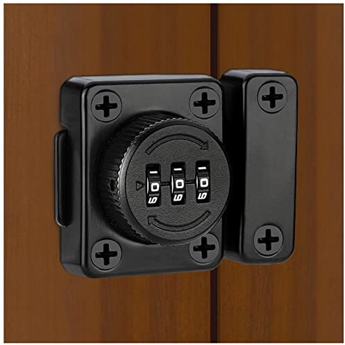 KAFENDA Serratura meccanica rotativa con combinazione per porta d'ufficio, schedario, fibbia scorrevole, montaggio a superficie, serratura vecchio stile, nero