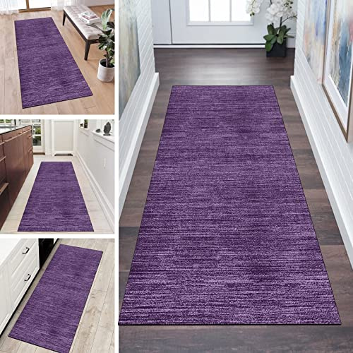 QQrunner Carpet Runner Rug for Kitchen Hallway Non Slip Purple 1'6x4.9' Abstract Washable Home Decor Runners for Kitchen Corridor Living Room Door Mat with Rubber Backing, 40-120cm Width