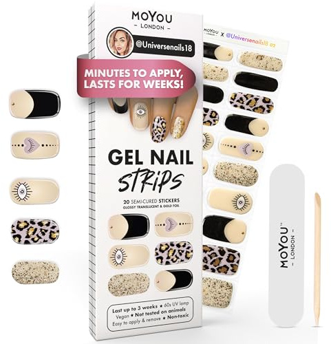 MOYOU LONDON Halbgehärtete UV Gel Strips - 20 Stück - Gel-Nagelfolien UV Härtend für Maniküre in Salonqualität - universenails18 02