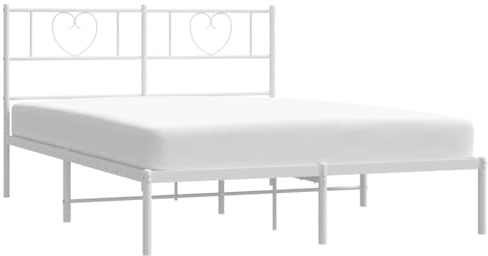 vidaXL Estructura Cama sin colchón con cabecero Metal Blanco 150x200cm