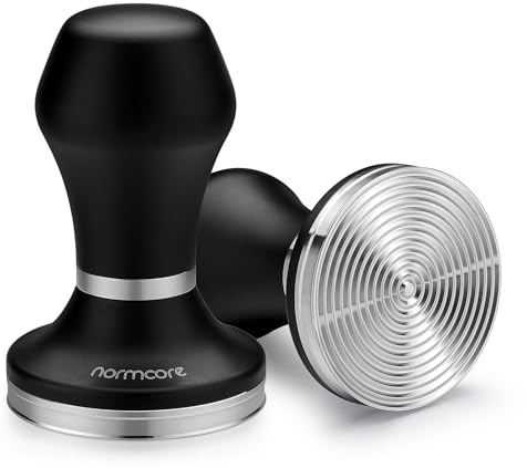 Normcore Espresso Tamper 58.5mm - Heavy Duty Handle Coffee Tamper Tamping Baristas - Interchangeable Tamper Base - 304 Stainless Steel Ripple Base