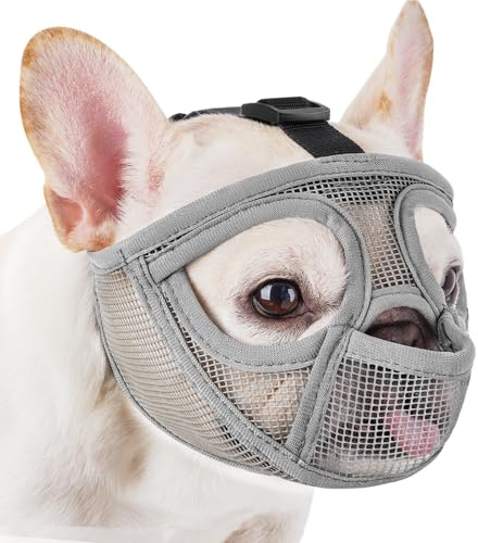 Mayerzon Maulkorb mit kurzer Schnauze für französische Bulldogge, mit Hose, um das Fressen von Bissen zu vermeiden, Maulkorb aus weichem Netzgewebe für Hunde, Shih Tzu Mops, Englische Bulldogge, für