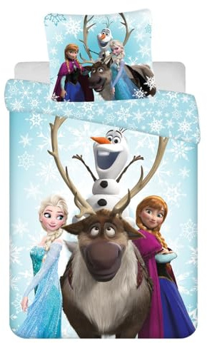 Jerry Fabrics Disney Frozen Snowflakes 03 Kinderbettwäsche Bettbezug 160 x 200 cm und Kissenbezug 70 x 80 cm 100% Baumwolle