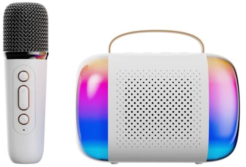 Karaoke Machine & Portable Speaker with Wireless Microphones & LED Lights,Voice Changing Effects,Bluetooth Karaoke Mic Speaker Machine Rechargeable,Home KTV Player Birthday Party Outdoor (Single Mic)