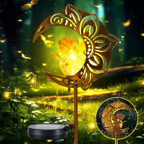 GIACOMO Mond Solarlampen für außen Garten, Feenweglicht für Außen Gartendeko Terassendeko, Garten Deko, Gartenleuchte wasserdichte Wegeleuchte, Solarleuchten für Außen Kugel, Terrasse Hof Rasen