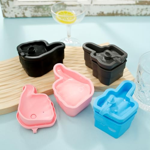 Foppla 4-pack iskubsformar silikon iskubsbrickor för frys lättfrigörande isformar roliga former återanvändbar iskubstillverkare för whisky cocktails juice kaffe drycker diskmaskinssäker (färg)