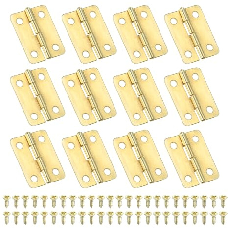 PATIKIL Cerniere a Scatto Piccole 1 Pollici, 12pz Mini Cerniera per Scatole Gioielli con Viti per Scatole Gioielli in Legno Armadietto Cassetti Porte Cancelletto, Oro