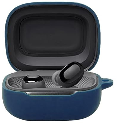 KUSINHOKA Case for JBL Live Buds 3, Anti-Scratch Premium Soft Silicone Full Protective Headphone Case with Carabiner, Blue