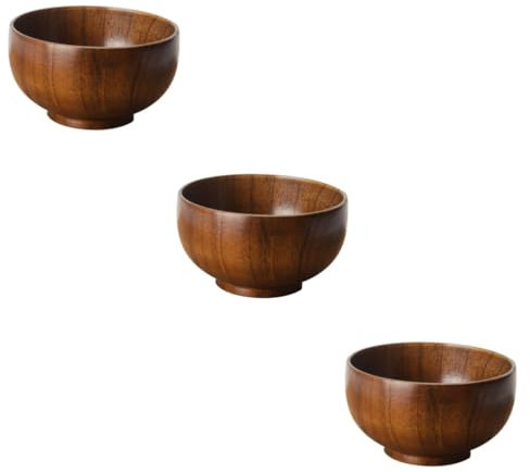 MAGICLULU 3 Pièces Saladier Bol De Service sur Pied Bol De Fruits Créatif Pâtes Aux Légumes Bol De Nourriture Bol De Fruits pour Comptoir De Cuisine Bol De Riz Chinois Bols De Nouilles Bois