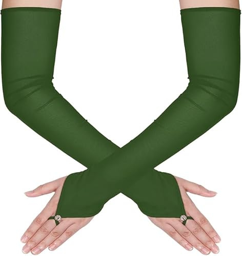Theaque Damen Lange fingerlose durchsichtige Handschuhe Tüll Mesh Handschuhe für Hochzeit Braut Oper Party Halloween Kostüm
