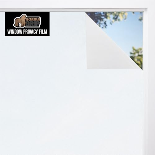 Gorilla Guard Two Way Sun Blocking Window Privacy Film, 29.5 x 78.7, Strong Static Clings to Glass Windows, Peel and Stick, Removable No Residue Stickers, Decorative Bathroom Door Coverings, White
