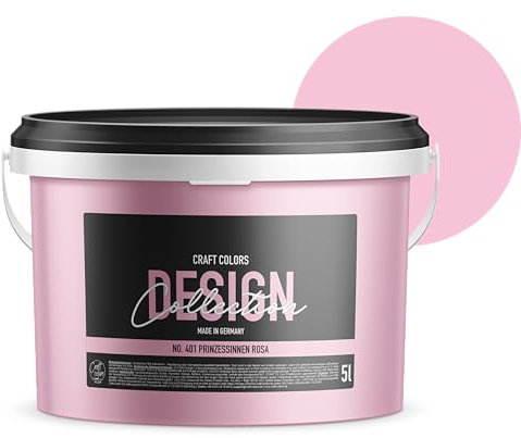 Craft Colors® 5L hochwertige Wandfarbe edelmatt, Kreidefarbe made in Germany, DESIGN Collection No. 401 Prinzessinnenrosa/Babyrosa