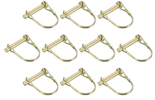 QUARKZMAN 10 Stück Rohrklappsplinte 8x45mm Splinte Rohre 5/16 x 1-3/4 Bolzen mit Ring, Anhängerstifte Runde Bolzen für Boot Kajak Anhänger Traktor Trolley, Golden