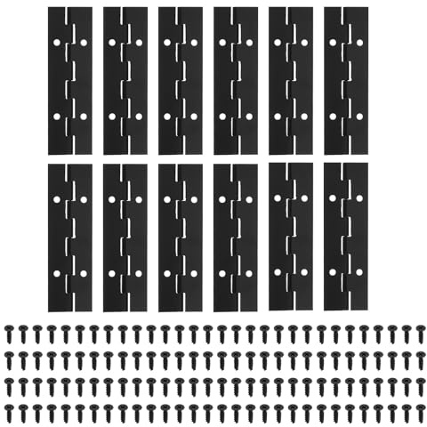 PATIKIL 4x1.2 Inch Piano Hinge,12 Pcs 304 Stainless Steel Continuous Hinge with Holes for Piano Gate Door Wooden Storage Box Cabinet Boat,Black