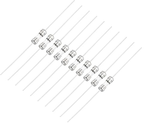 sourcing map Glassicherung, 10 A, 250 V, 0,4 x 1 cm, Schnellsicherung mit Kabel für Haushaltsgeräte, 10 Stück, silberfarben
