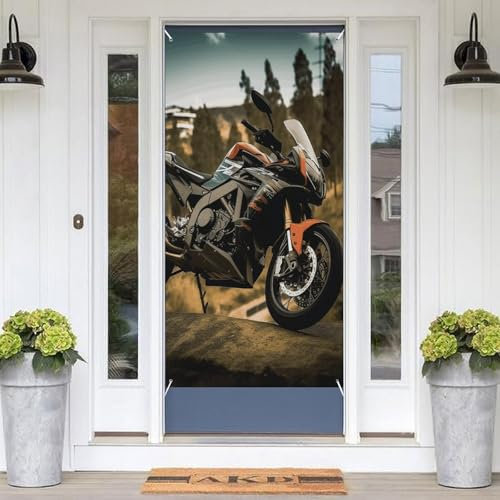 Sport-Motorrad-Türabdeckungen, dekorative Valentinstag-Türdekorationen, Fotografie-Banner, Türbanner Veranda-Schild, Hintergrundposter für Urlaub, Party, Garten, Terrasse, Innen- und Außendekoration