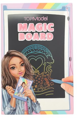 Depesche 13605 TOPModel - Magic Board en Bleu Clair et avec Motif de modèle, Tableau LCD 8,5 Pouces y Compris Stylo à Dessin et Bouton pour Effacer et Sauvegarder, Hellblau