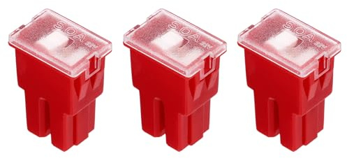 sourcing map 3pcs Cartridge Fuse, 32VDC 50A Female Terminal Automotive Assortment J Case Fuse for Car, Truck, RV, Boats, Red