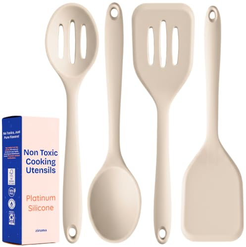 Lot de 4 ustensiles de cuisine en silicone platine non toxique Ziruma