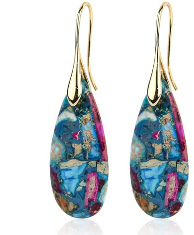 Boucles d'oreilles Femme CZ Pendantes, Boucles d'oreilles pendantes vintage, Boho Fantaisie Boucles d'Oreilles, plaquées or/Hypoallergéniques, pour femme