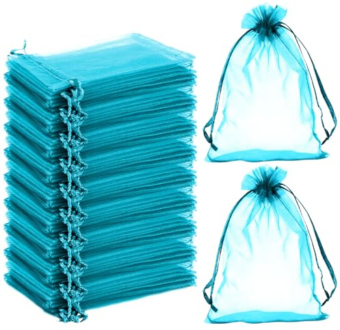 100 Stück Organza Säckchen Schmuckbeutel Organzasäckchen 10x15 cm Organzabeutel Geschenkbeutel Seegrün für Festival Party Hochzeit und die tägliche Platzierung von Schmuck Kosmetik Süßigkeiten