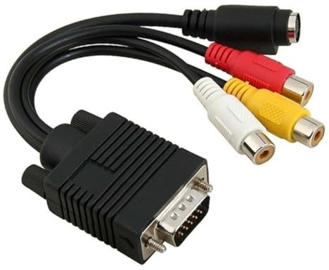Gatuida Vga to Rca Converter Cable Black Pure Copper PVC Svga to S-video Adapter with Mini Connector for Laptops and Desktops with Tv-out Function