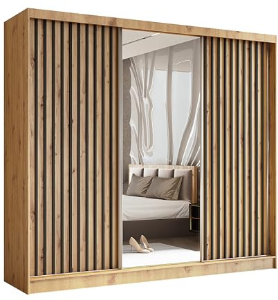 AXLIVING Cabinio Armoire en chêne Artisan Noir Largeur 240 cm