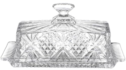 VERDANVERSE Caja de Mantequilla de Cristal con Tapa Recipiente Rectangular Transparente para Alimentos Diseño Elegante Estilo Europeo para Cocina y Banquetes