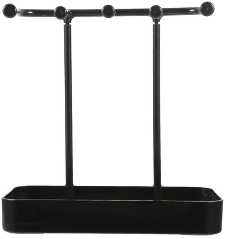 VANZACK Porte-bijoux Noir, Support de Rangement Décoratif 1 Pièce | Organisateur Suspendu, Base Rectangulaire PP Bois, Usage Maison Bureau, Effet Décoratif Solide