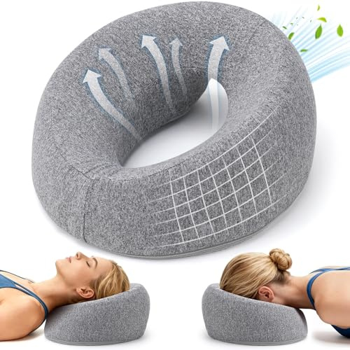 DNGH Poggiatesta massaggiante per letto, cuscino massaggiante con foro per la testa, cuscino massaggiante a forma di U, cuscino per il viso, cuscino culla per il viso in memory foam per dormire in