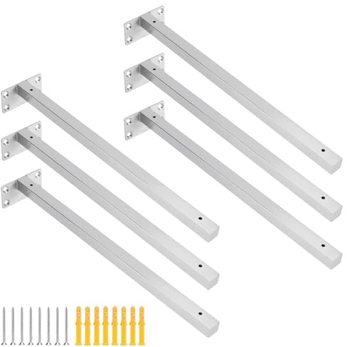 CHUENKUK 6 Stück 40cm Schwebende Regalhalterung Silber, Regalträger Metall, Wandregal Halterung, Regal Winkel Wandhalterung Unsichtbare Regalhalterung für Regalbretter