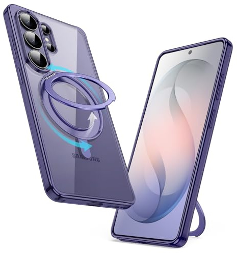 JETech 360 Grader Roterbart Ring Skal för Samsung Galaxy S26 Ultra, Kompatibel med MagSafe, Klar Stötsäker Telefon Case Fodral med Stående & Ringhållare (Heron Purple)
