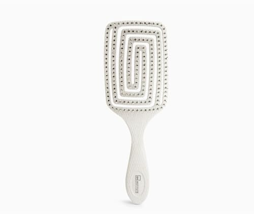 Natural Fibers Paddle Brush – Escova de Cabelo Ecológica com Fibras Naturais, Biodegradável, Base de Mandioca e Milho (BRANCO)