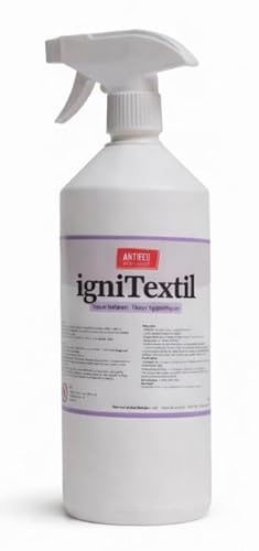 Spray ignifugo per tessuti M1 – 1 litro – Trattamento ignifugo per tessuti e tende – Pronto all'uso, applicazione a spruzzo – Prodotto in Francia