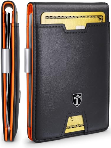 TRAVANDO ® Portefeuille Homme avec Pince à Billets London - 8 Rangements pour Cartes - Blocage RFID - Cadeau Parfait pour Hommes - Coffret Cadeau - Designed in Germany (Noir)