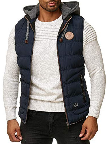 Blackrock Herren Outdoor-Weste - Slim-Fit - Abnehmbare Kapuze und Stehkragen - Moderne Stepp-Weste - Navy L