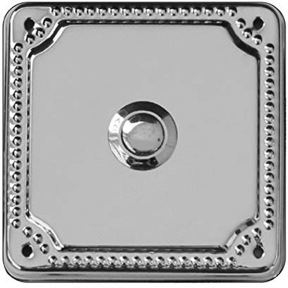 Türklingel-Klingel-Klingelplatte-Messing verchromt poliert-80 x 80 mm Geprägt-Aufputz-Made in Germany